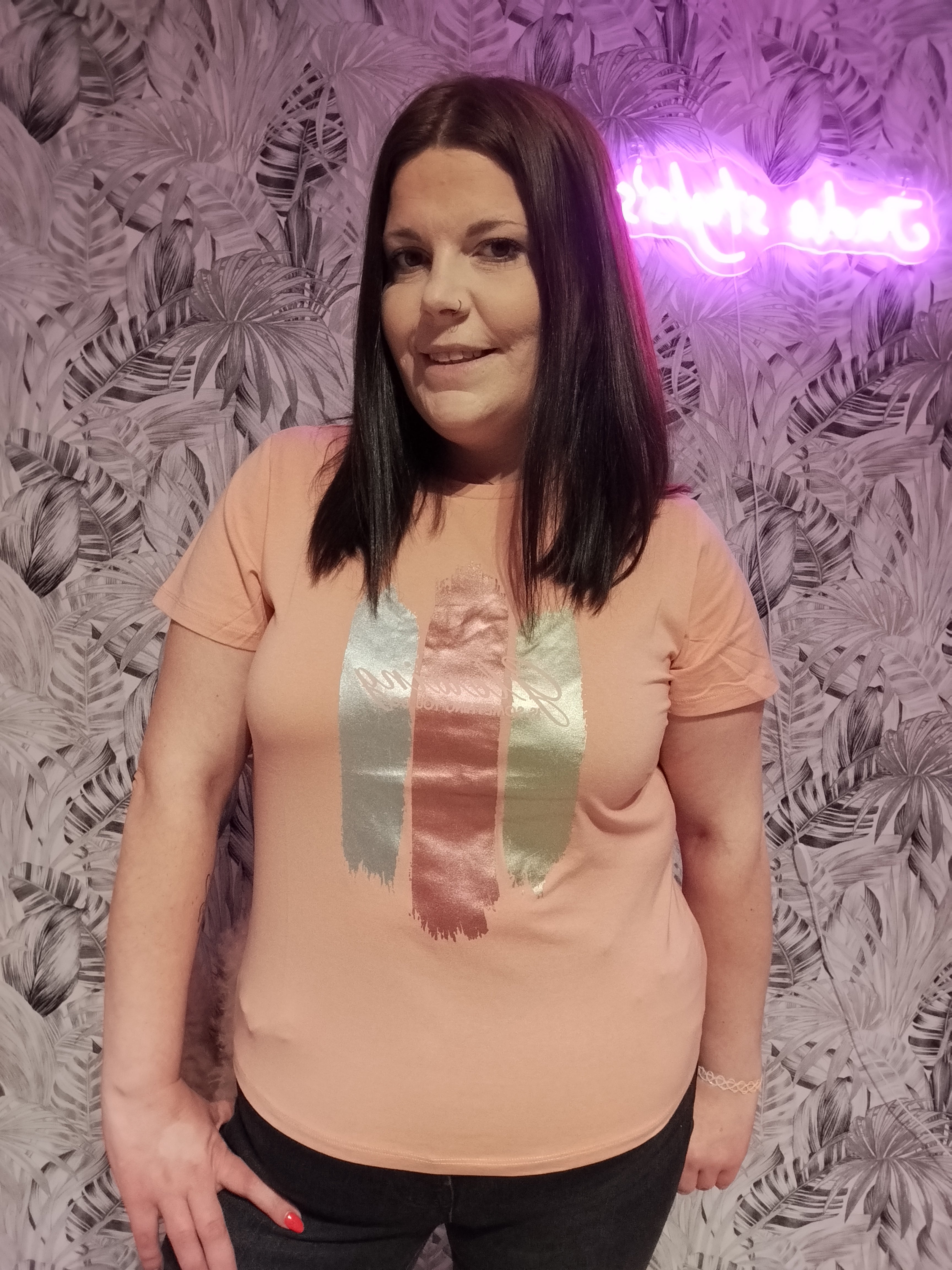 T-shirt rose imprimé
