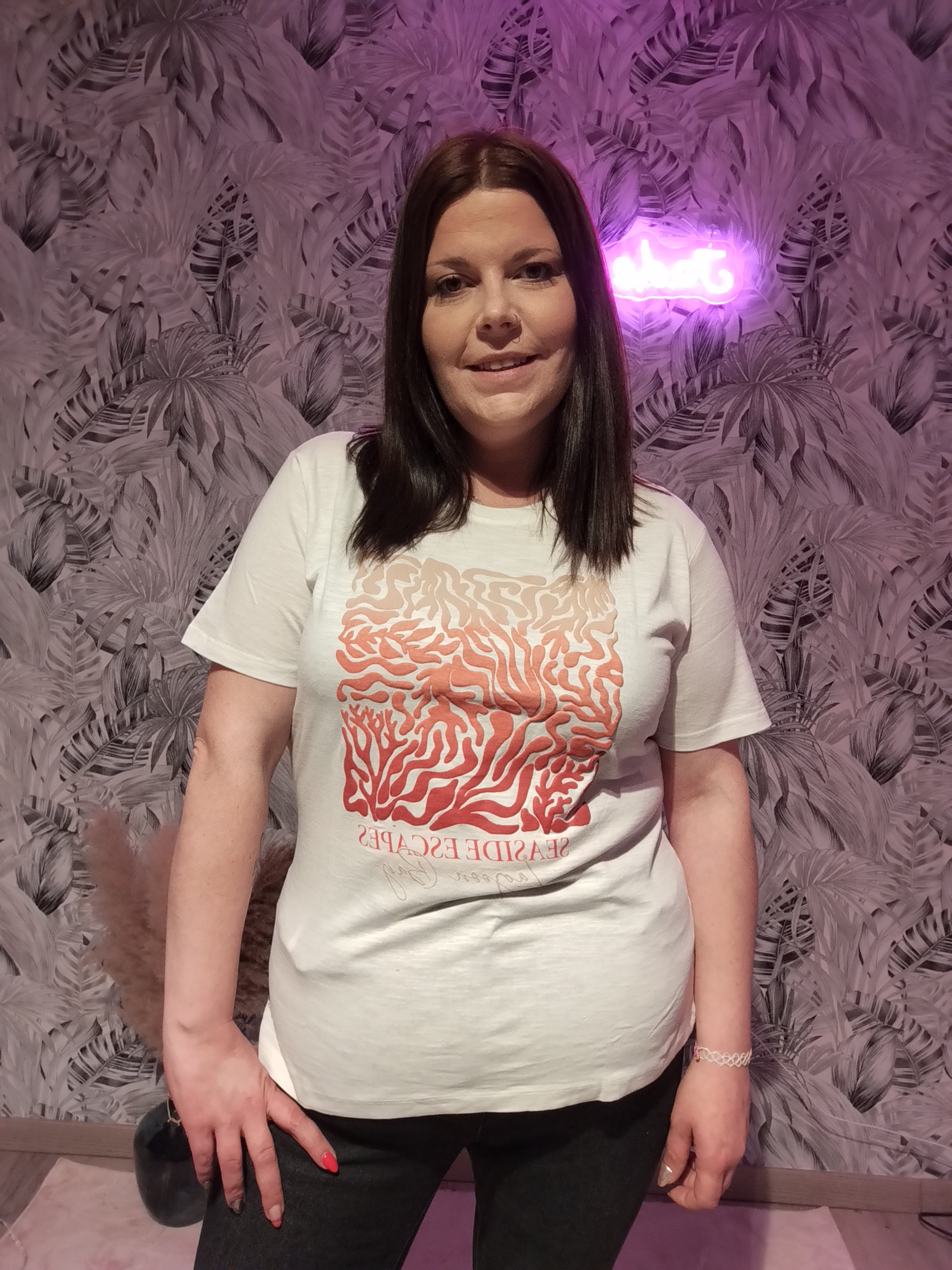 T-shirt blanc " imprimé graphique "