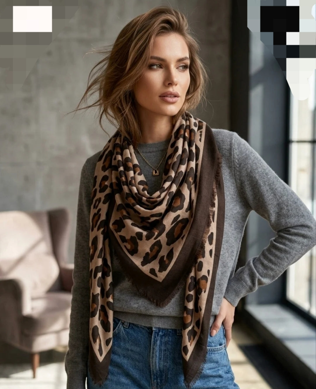 Foulard leopard doux