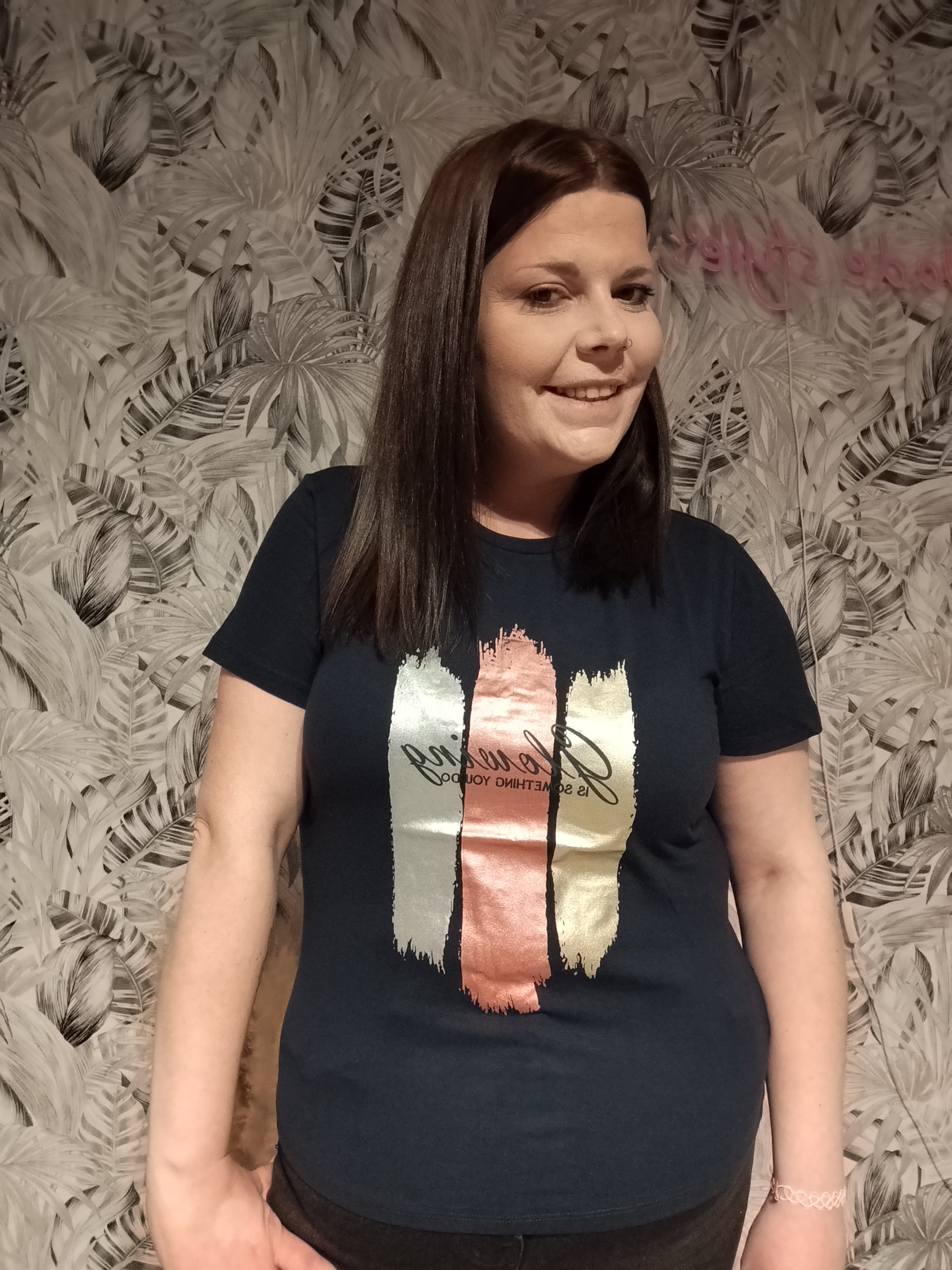 T-shirt navy imprimé